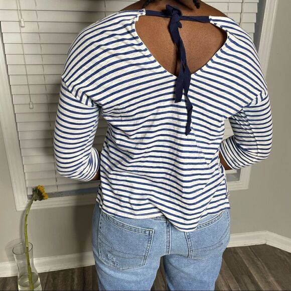 2/$30 ZARA Grand Sourire Striped Boatneck Skull Tie Back Top - Picture 5 of 12